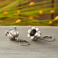 Load image into Gallery viewer, Vintage Lily of the Valley Leverback Earrings - Bright Silver