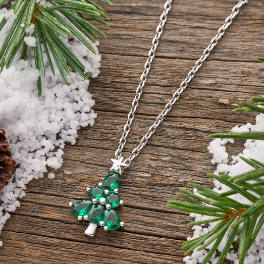 Dainty CZ Christmas Tree Necklace