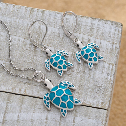 Ocean Blue Sea Turtle Gift Set (Leverbacks)