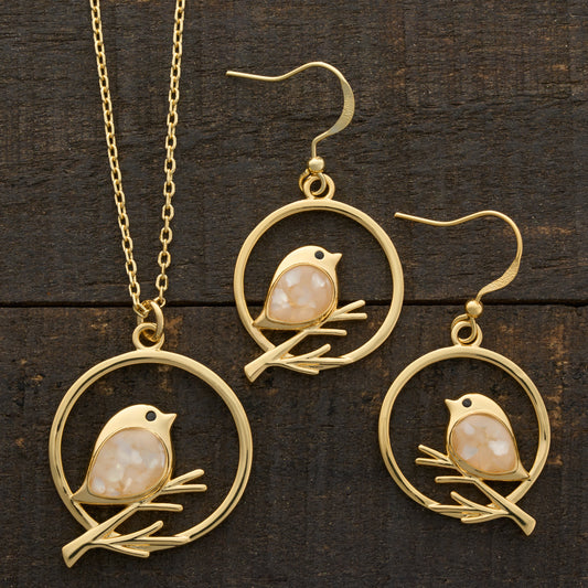 Gold Mother of Pearl Birdie Branch Bundle