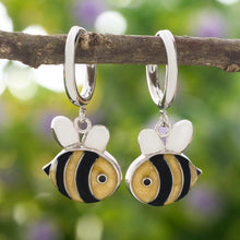 Load image into Gallery viewer, Sand Bee Hoop Earrings