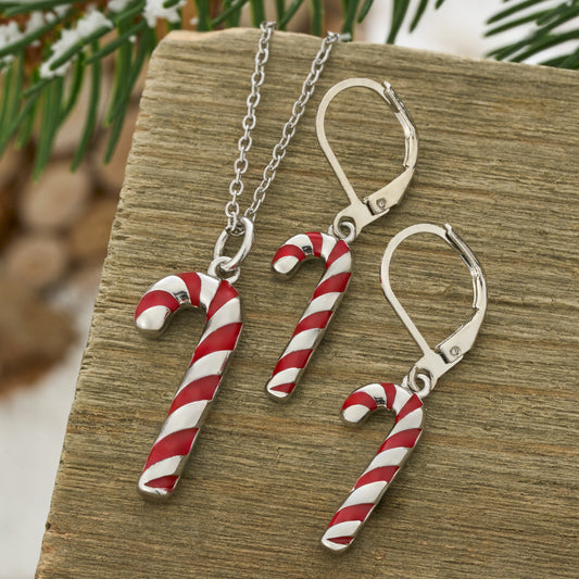 Leverback Enamel Candy Cane Gift Set