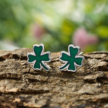 Load image into Gallery viewer, Sterling Silver Little Four-Leaf Clover Studs