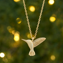 Load image into Gallery viewer, Gold Sterling Silver Hummingbird Necklace
