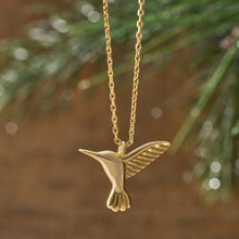 Load image into Gallery viewer, Gold Sterling Silver Hummingbird Necklace