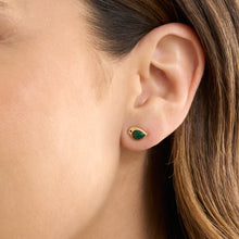 Load image into Gallery viewer, Gold Sterling Silver Malachite Birdie Studs