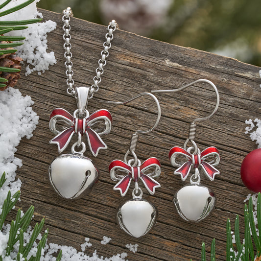 Jingle Bell Bow Gift Set (French Hooks)