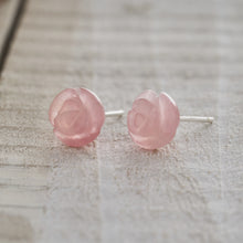 Load image into Gallery viewer, Carved Quartz Rose Studs