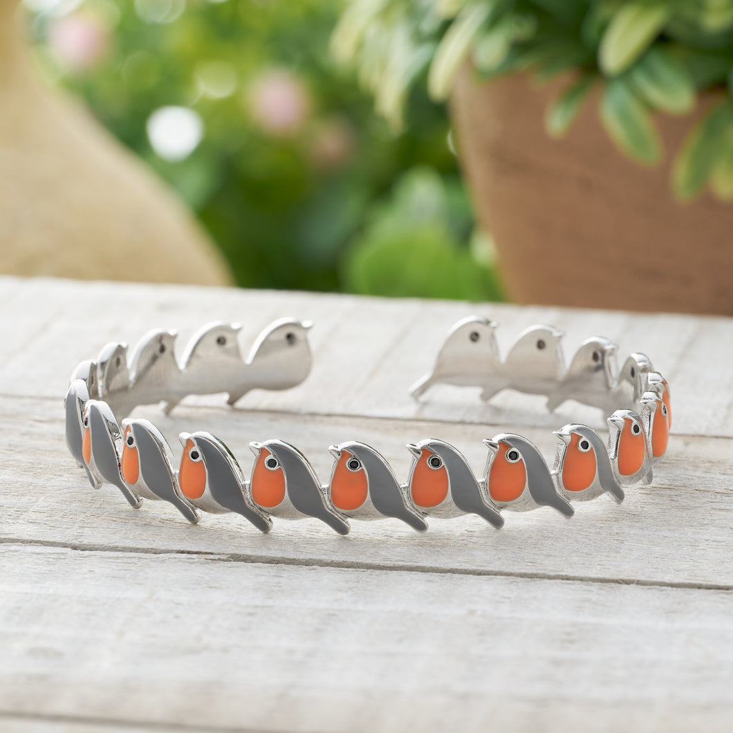 Little Orange Robin Cuff Bracelet