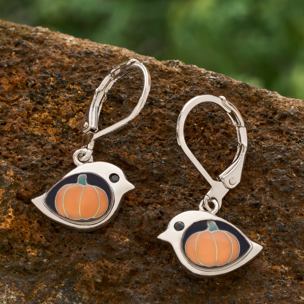 Leverback Pumpkin Birdie Earrings