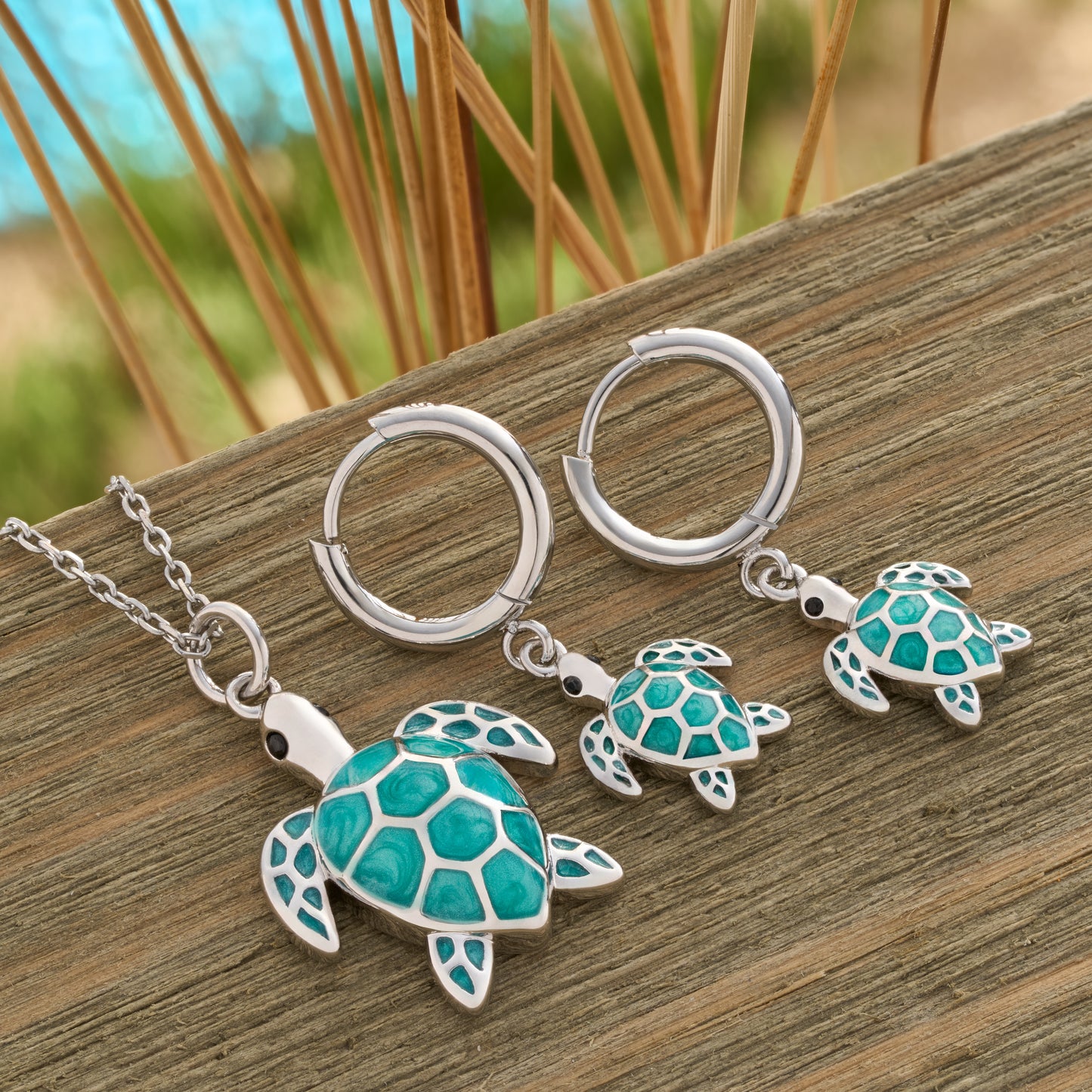Teal Sea Turtle Gift Set (Hoops)