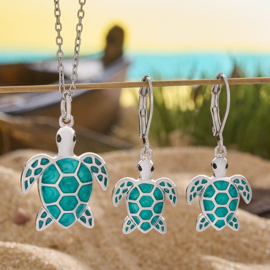 Teal Sea Turtle Gift Set (Leverbacks)