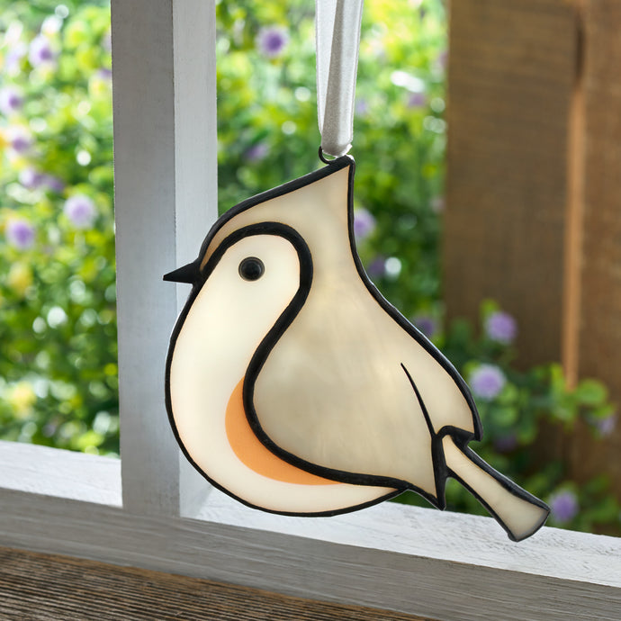 Stained Glass Tufted Titmouse Ornament