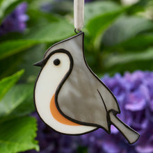 Load image into Gallery viewer, Stained Glass Tufted Titmouse Ornament