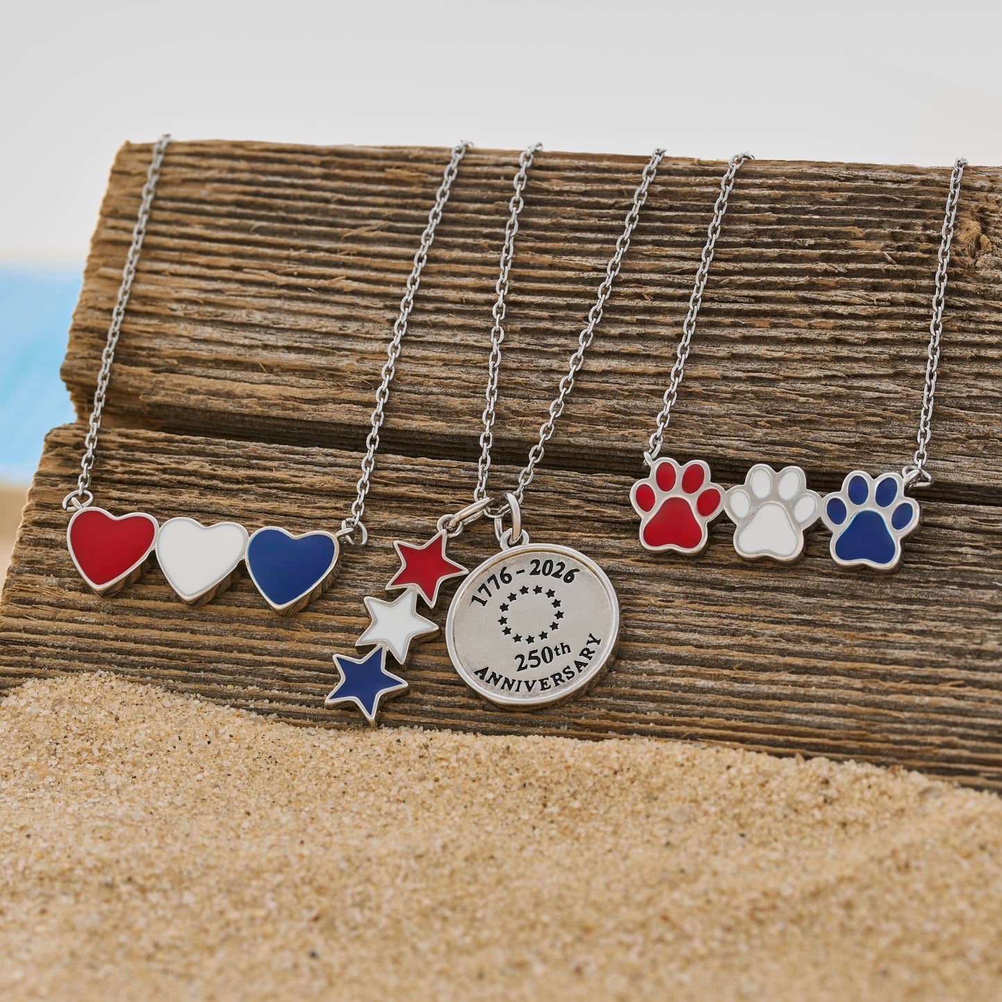 Red White Blue Americana Necklace Gift Set