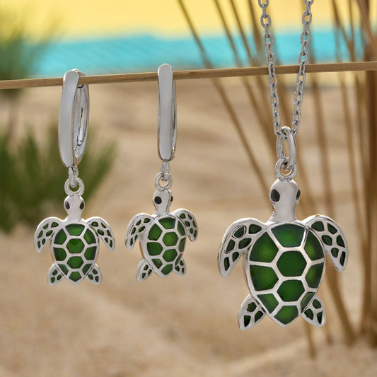 Olive Sea Turtle Gift Set (Hoops)
