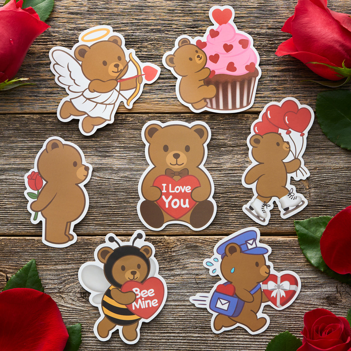 Teddies and Hearts Sticker Pack (7pcs)