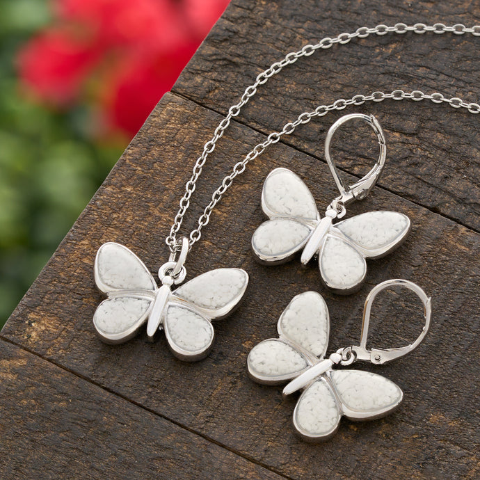 White Glass Butterfly Gift Set