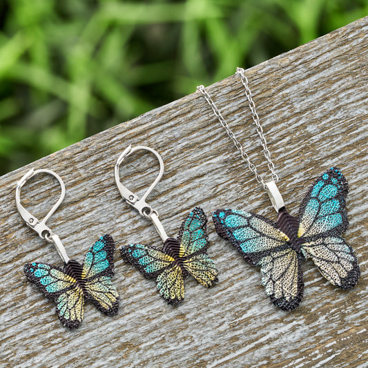 Leaf Vein Blue and Yellow Butterfly Gift Set