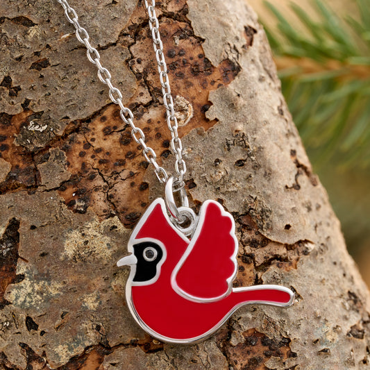 Flying Enamel Cardinal Necklace