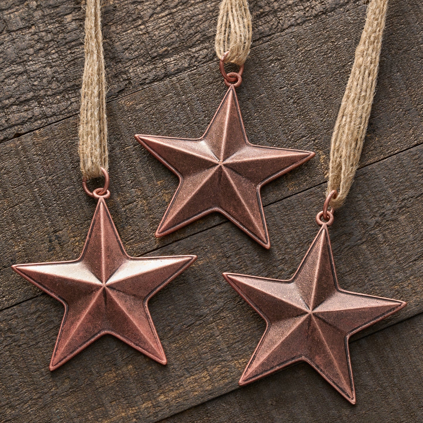 Vintage Copper Barn Star Ornament Gift Set