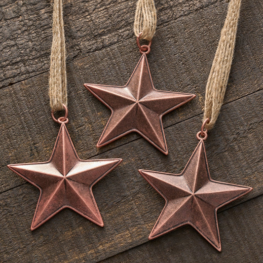 Vintage Copper Barn Star Ornament Gift Set