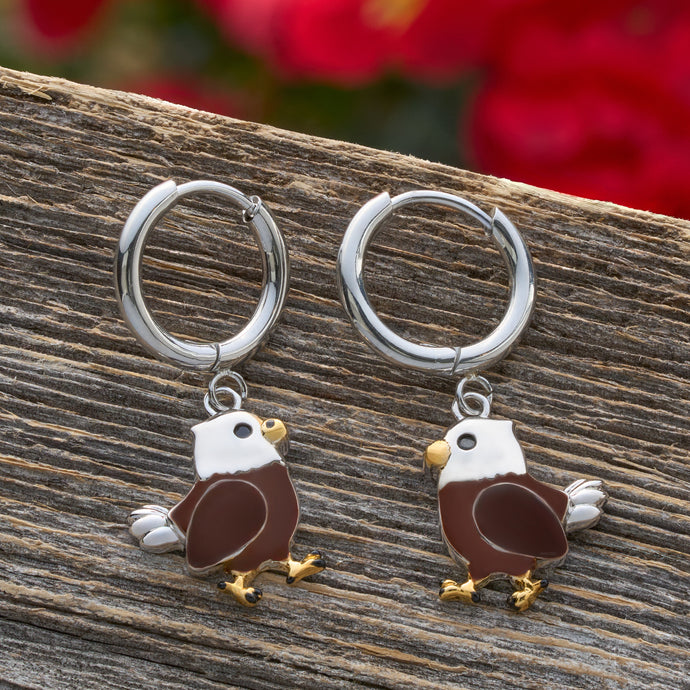 American Bald Eagle Hoop Earrings