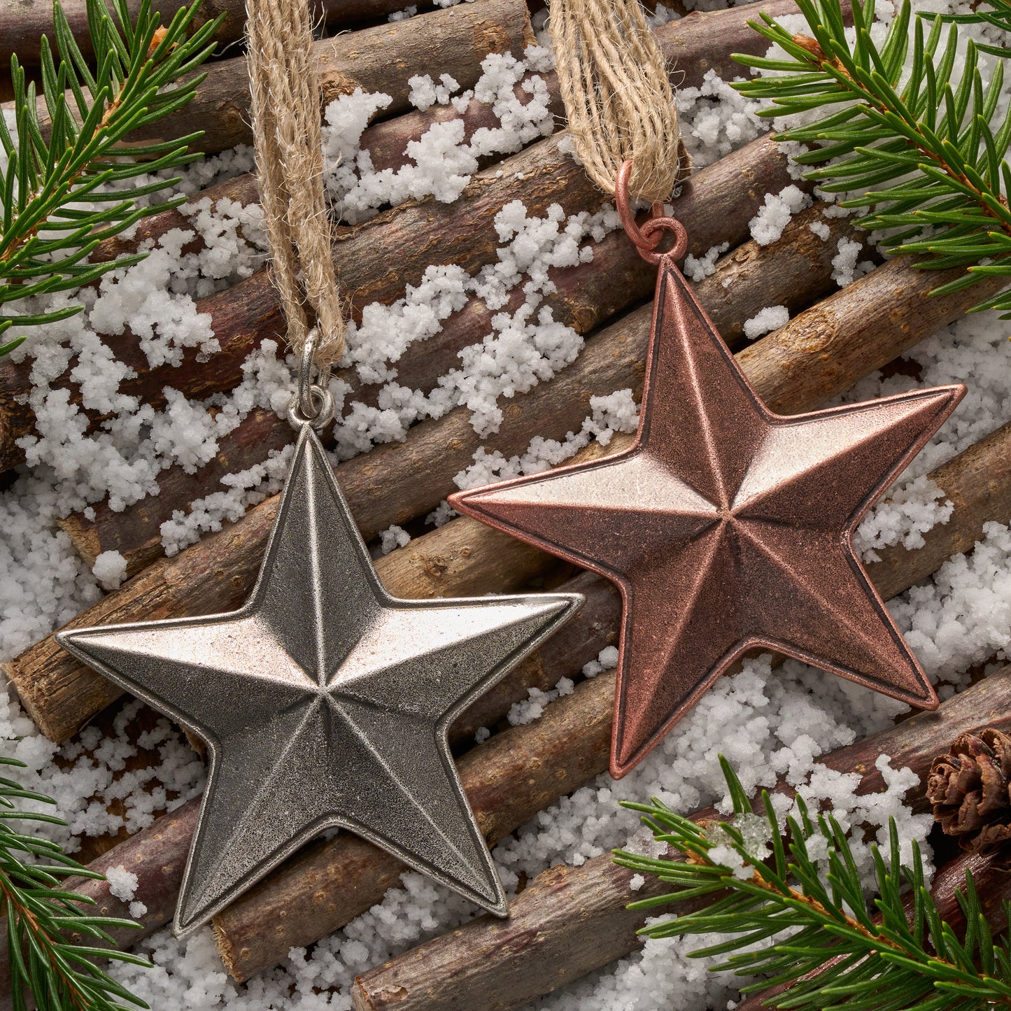 Vintage Barn Star Ornament Set
