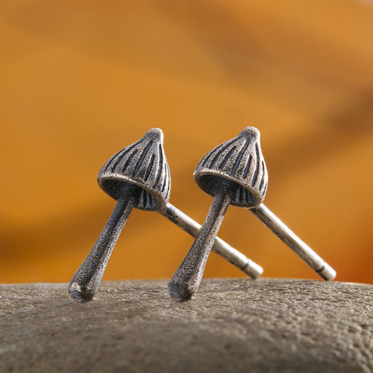 Sterling Silver Tiny Forest Mushroom Studs