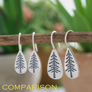 Sterling Silver Daytime Pine Tree Earrings (Large)