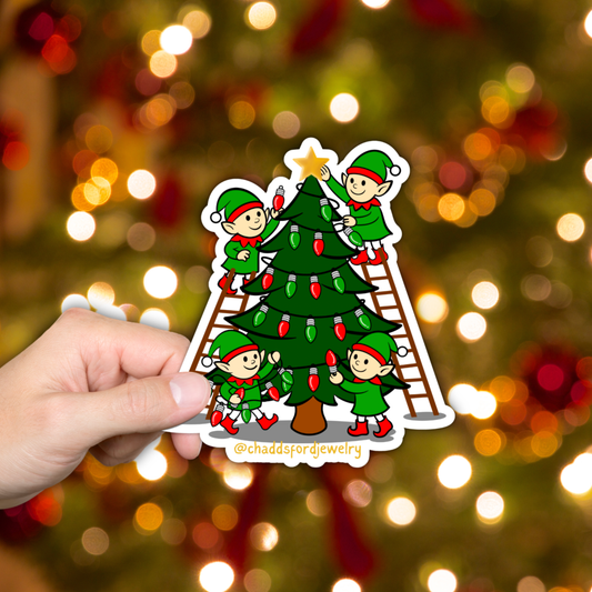 Santa's Little Helpers Decorating Tree Sticker