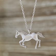 Load image into Gallery viewer, Sterling Silver Galloping Horse Necklace