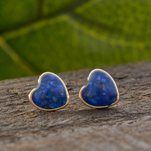 Load image into Gallery viewer, Gold Sterling Silver Lapis Lazuli Heart Studs