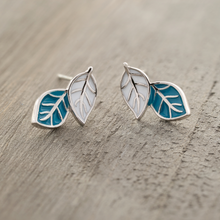 Load image into Gallery viewer, Sterling Silver Frozen Leaves Studs
