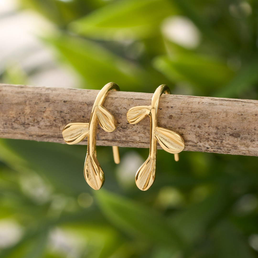 Gold Sterling Silver Little Tree Branch Earrings