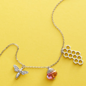 Gold Crystal Honeycomb Necklace
