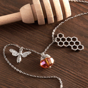 Silver Crystal Honeycomb Necklace
