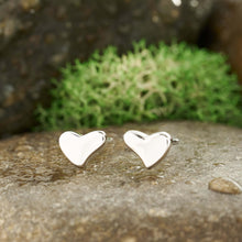 Load image into Gallery viewer, Sterling Silver Dainty Heart Studs