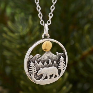 Vintage Morning Forest Bear Necklace