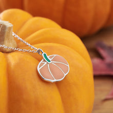 Load image into Gallery viewer, Enamel Sterling Silver Pumpkin Necklace