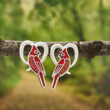Load image into Gallery viewer, Opal Cardinal Heart Studs