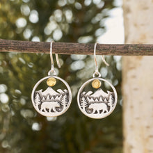 Load image into Gallery viewer, Vintage Morning Forest Bear Earrings