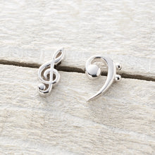 Load image into Gallery viewer, Sterling Silver Treble &amp; Bass Clef Stud Earrings