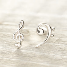 Load image into Gallery viewer, Sterling Silver Treble &amp; Bass Clef Stud Earrings