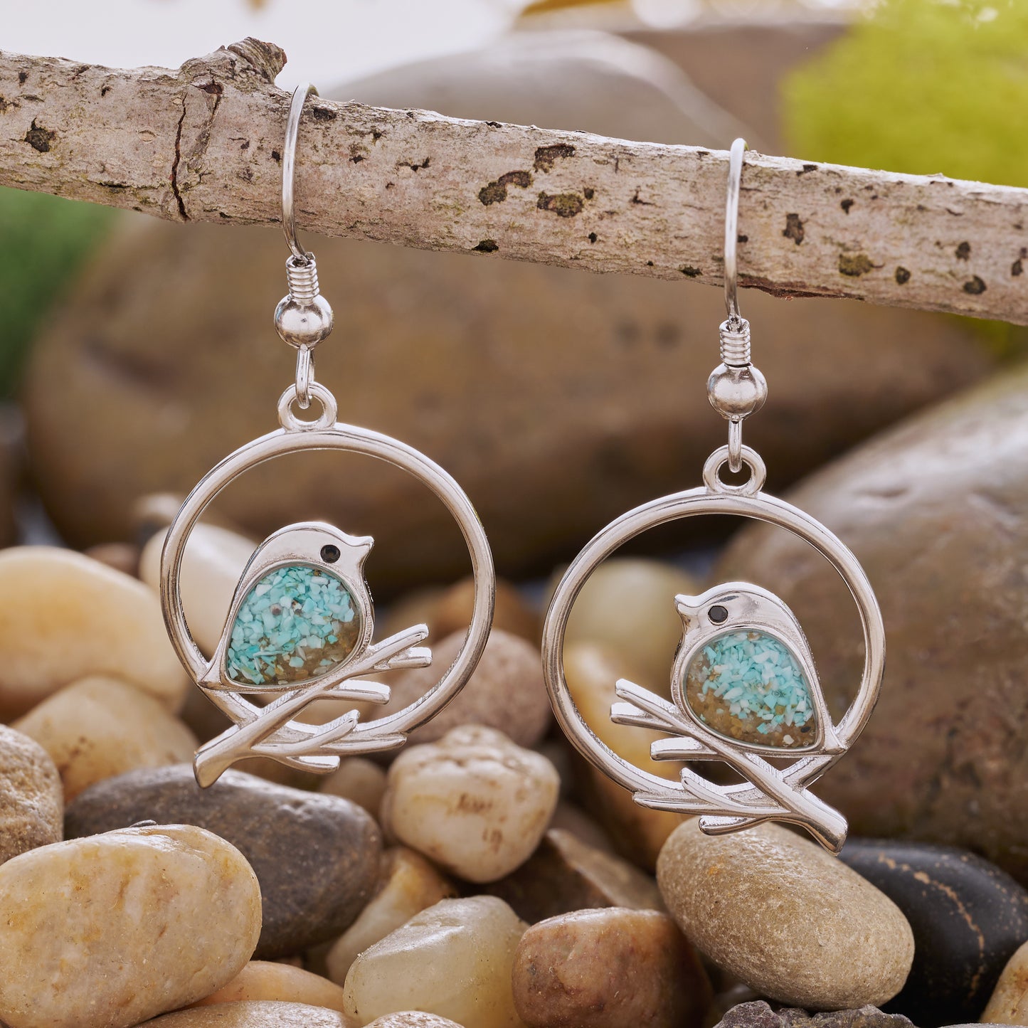Sterling Silver Sand Birdie Branch Earrings