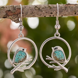 Sterling Silver Sand Birdie Branch Earrings