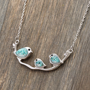 Sterling Silver Triple Sand Birdie Branch Necklace
