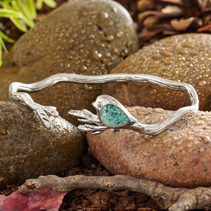 Vintage Sand Birdie Tree Branch Bracelet