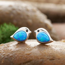Load image into Gallery viewer, Sterling Silver Opal Birdie Studs