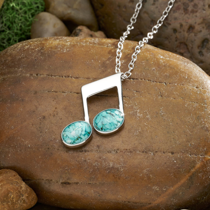Turquoise Beamed Eighth Notes Necklace
